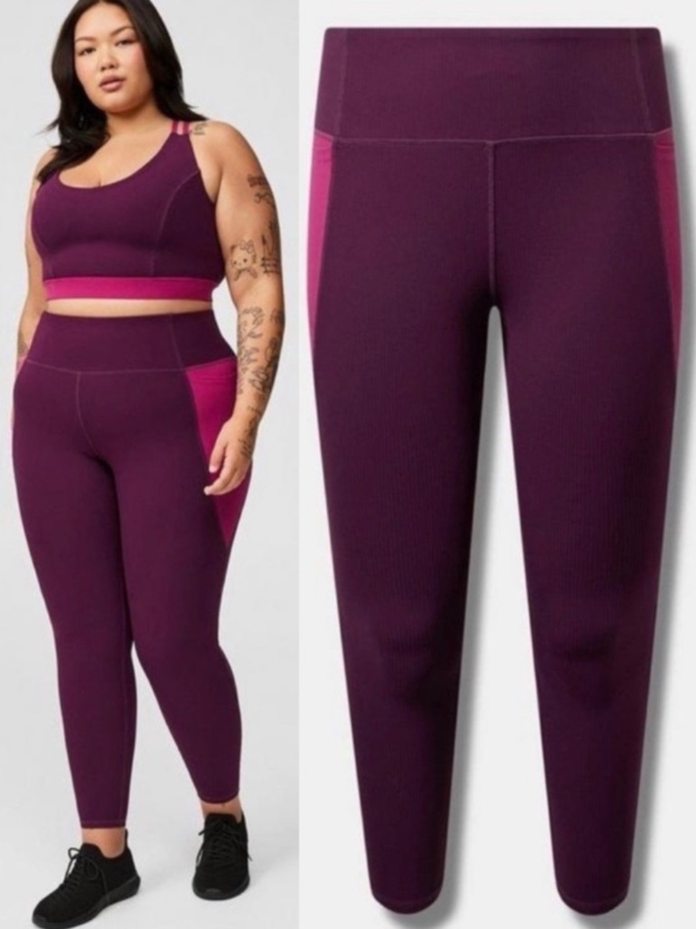 NWT Torrid Performance Rib Full Length Active Legging Winter Bloom Berry Wine